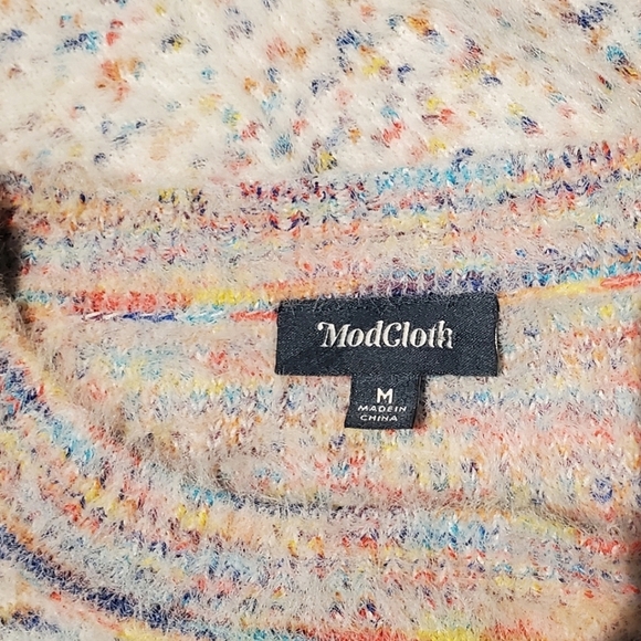 ModCloth Making a Fuzz Confetti Sweater Cozy Fuzzy Stretchy Colorful Rainbow - Picture 6 of 10